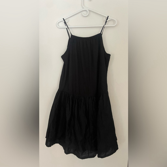 Zara Black Tiered Midi Dress Large | Minimalist Strappy Summer Dress - Picture 3 of 8